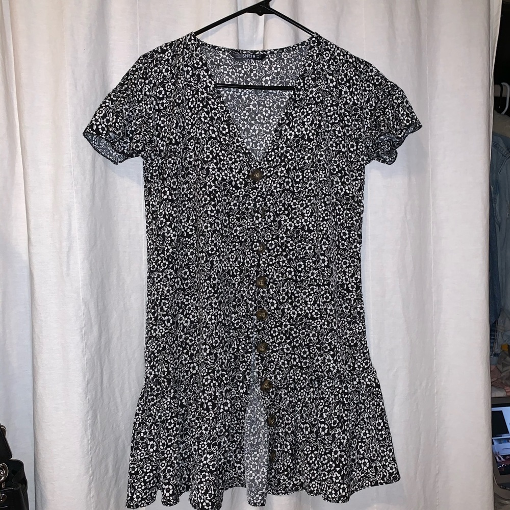 Black and white floral dress